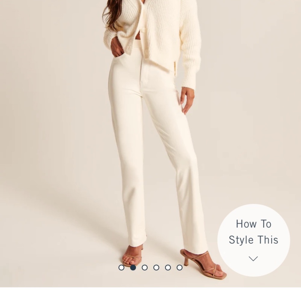 Abercrombie vegan leather straight pants - new with tags. Size 27 - white